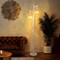 White Standing Floor Lamp with Wicker Shade Resin Trunk Design and Foot Dimmer Metal Frame